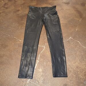SPANX Faux Leather Mid Rise Leggings Black Size XL Stretch Slim Fit